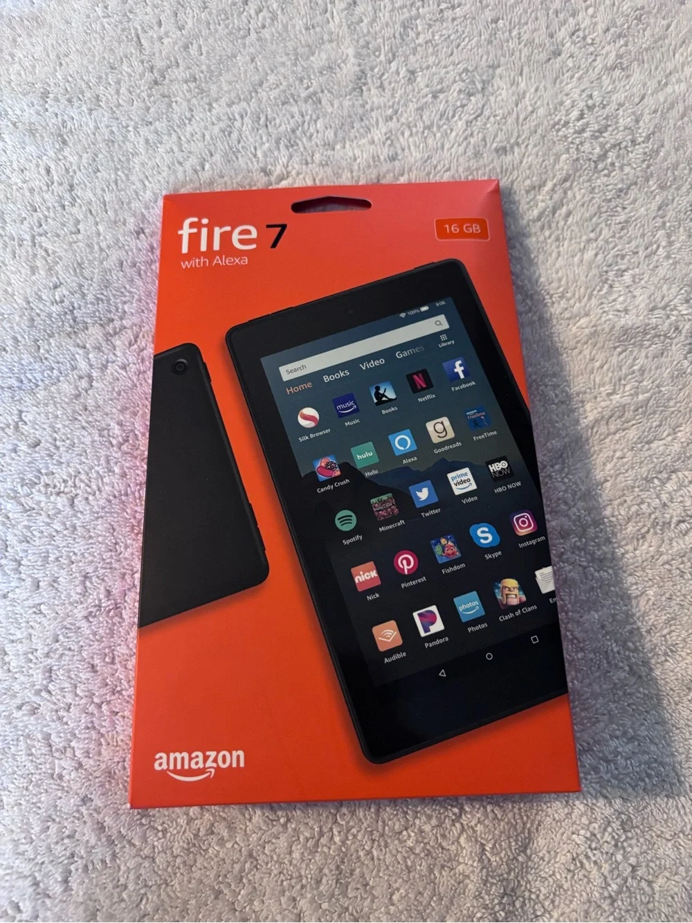 Amazon Fire 7 Tablet with Alexa (16GB) - Black and Orange Packaging